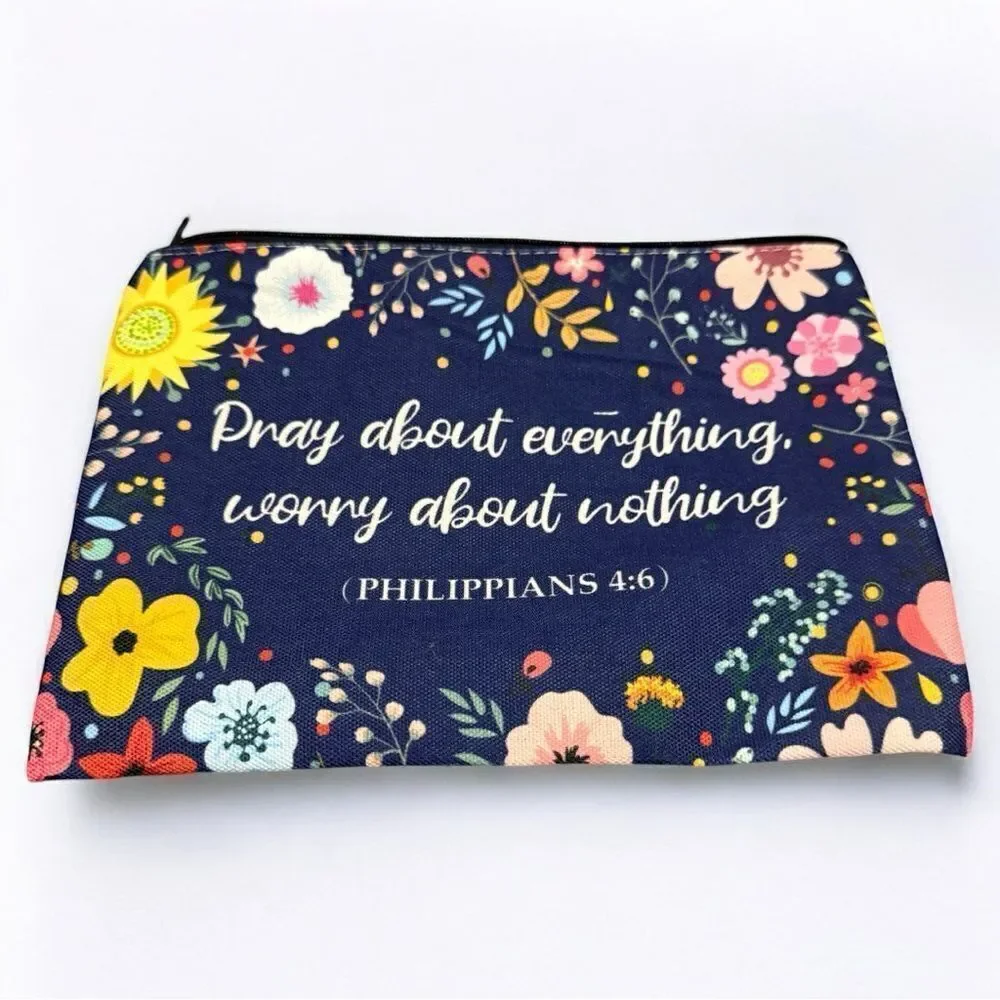 Floral Scripture Pouch – “Pray About Everything” Philippians 4:6